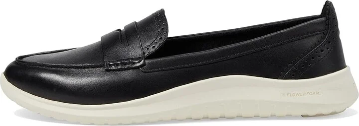 Cole Haan Zerogrand Meritt Leather Loafers Women's Flat Shoes Black/Ivory : 9 C - Wide - Image 6