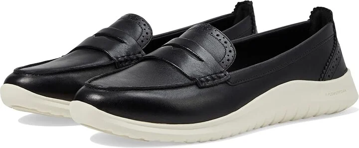 Cole Haan Zerogrand Meritt Leather Loafers Women's Flat Shoes Black/Ivory : 9 C - Wide