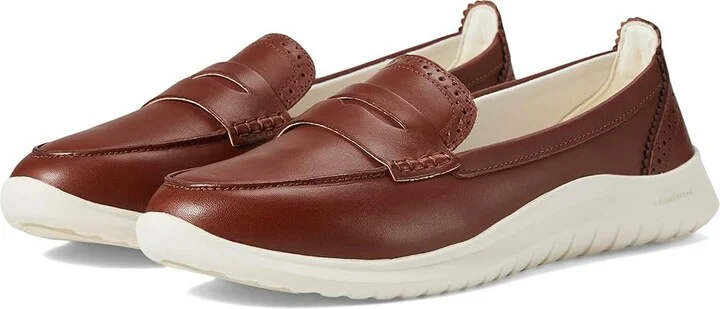 Cole Haan Zerogrand Meritt Leather Loafers Women's Flat Shoes Dark Cuoio/Ivory : 11 B - Medium
