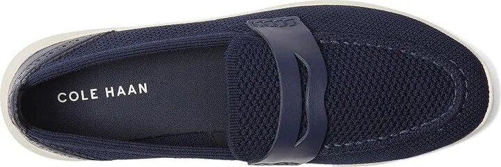 Cole Haan Zerogrand Meritt Stitchlite Loafers Women's Flat Shoes Marine Blue Knit/Ivory : 5.5 B - Medium, Leather - Image 2
