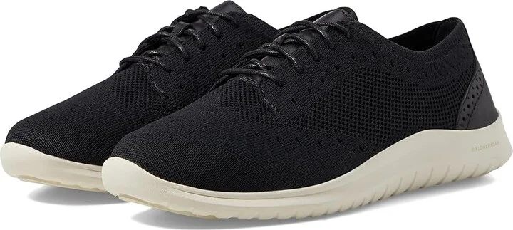 Cole Haan Zerogrand Meritt Stitchlite Oxford Women's Flat Shoes Black Knit/Leather/Ivory : 5.5 B - Medium
