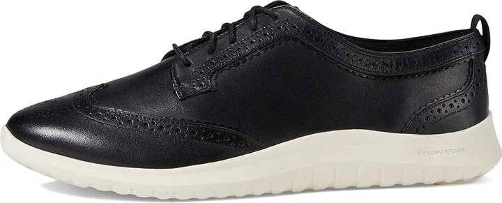 Cole Haan Zerogrand Meritt Wing Tip Oxford Women's Flat Shoes Black/Ivory : 6 B - Medium, Synthetic - Image 6