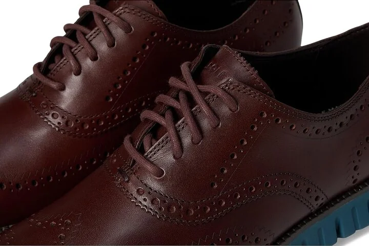 Cole Haan Zerogrand Remastered Wingtip Oxfords Men's Lace Up Wing Tip Shoes Hickory/Dark Chocolate/Indian Teal : 8.5 W - Wide, Leather - Image 7