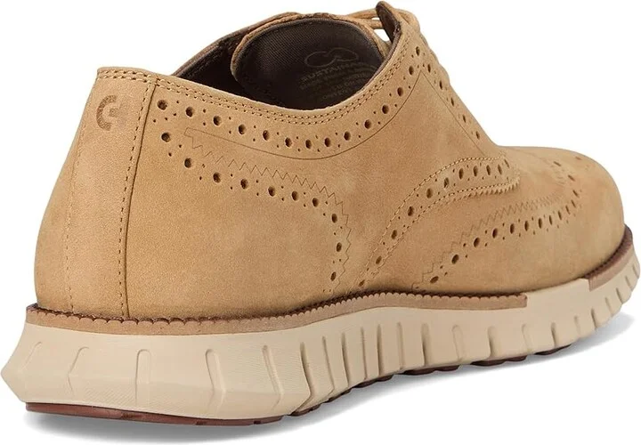Cole Haan Zerogrand Remastered Wingtip Oxfords Men's Lace Up Wing Tip Shoes Orzo Nubuck/Dark Cuoio/Light Sesame : 9.5 D - Medium, Leather - Image 4