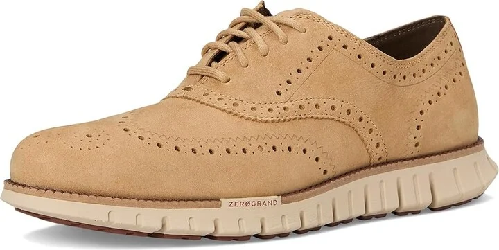 Cole Haan Zerogrand Remastered Wingtip Oxfords Men's Lace Up Wing Tip Shoes Orzo Nubuck/Dark Cuoio/Light Sesame : 9.5 D - Medium, Leather - Image 5
