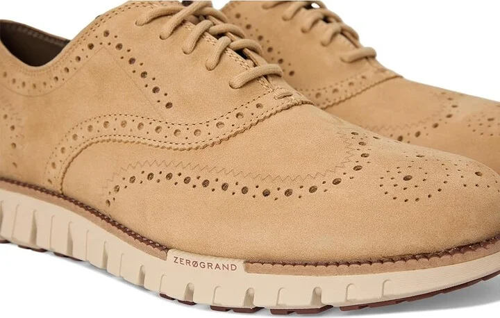 Cole Haan Zerogrand Remastered Wingtip Oxfords Men's Lace Up Wing Tip Shoes Orzo Nubuck/Dark Cuoio/Light Sesame : 9.5 D - Medium, Leather - Image 7