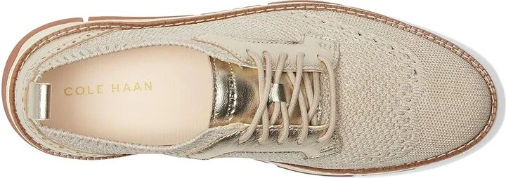 Cole Haan Zerogrand Revel Stitchlite Oxfords Women's Shoes Rye And Ivory Knit/Gold Metallic/Ivory : 9 B - Medium, Leather - Image 2