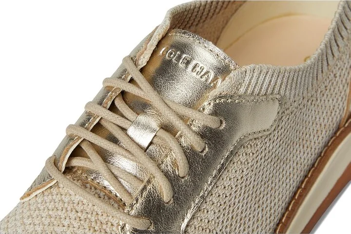 Cole Haan Zerogrand Revel Stitchlite Oxfords Women's Shoes Rye And Ivory Knit/Gold Metallic/Ivory : 9 B - Medium, Leather - Image 7