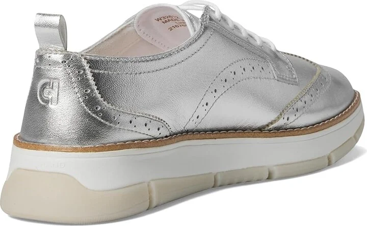 Cole Haan Zerogrand Revel Wingtip Oxfords Women's Shoes Silver/White : 5.5 B - Medium, Leather - Image 4