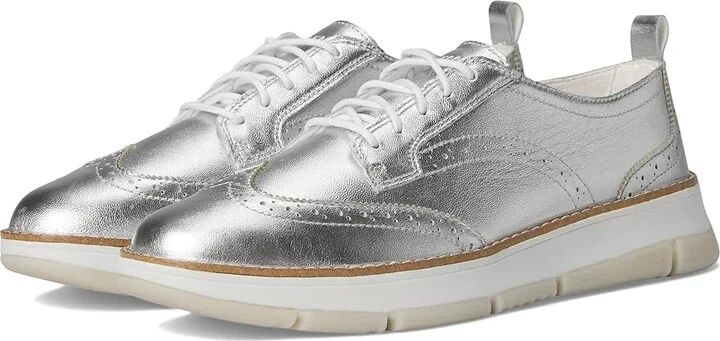 Cole Haan Zerogrand Revel Wingtip Oxfords Women's Shoes Silver/White : 5.5 B - Medium, Leather