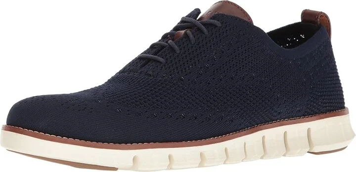 Cole Haan Zerogrand Stitchlite Oxford Men's Plain Toe Shoes Marine Blue/Ivory : 7 D - Medium, Textile/Leather - Image 2