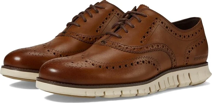 Cole Haan Zerogrand Wingtip Oxford Men's Lace Up Wing Tip Shoes British Tan : 7 D - Medium, Leather/Suede
