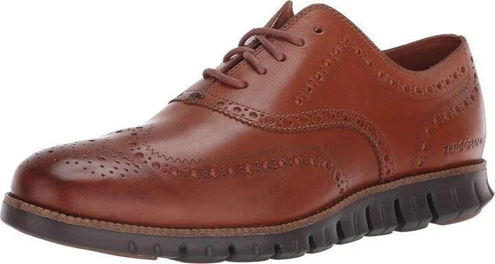 Cole Haan Zerogrand Wingtip Oxford Men's Lace Up Wing Tip Shoes British Tan Leather/Java : 10 D - Medium, Leather/Suede - Image 2