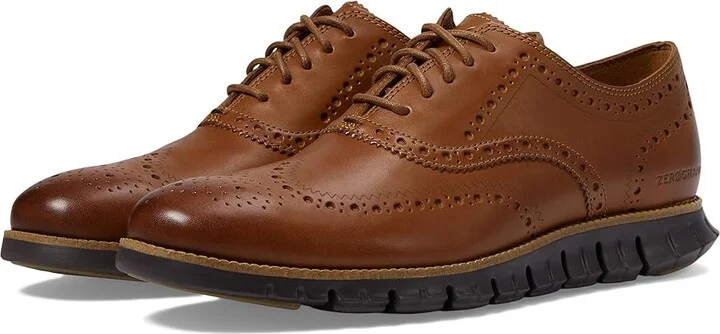 Cole Haan Zerogrand Wingtip Oxford Men's Lace Up Wing Tip Shoes British Tan Leather/Java : 10 D - Medium, Leather/Suede