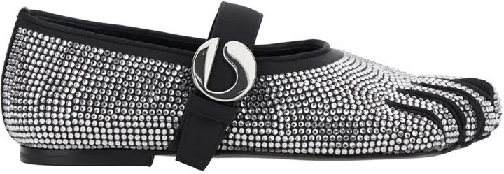 'Colette' Multicolor Ballet Flats With Five-Toe Design And All-Over Applied Crystals In Tech Fabric