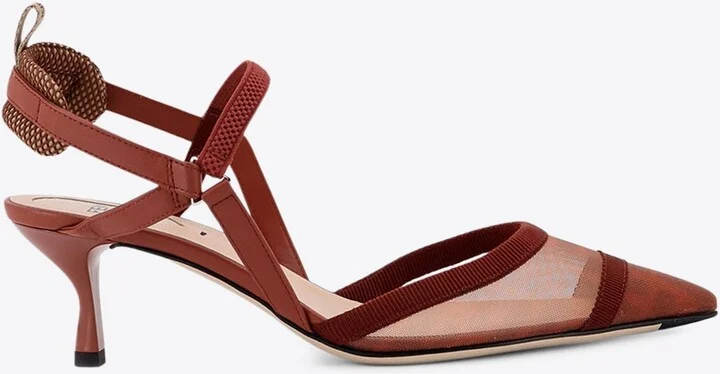 Colibri 55 Leather and Mesh Slingback Pumps