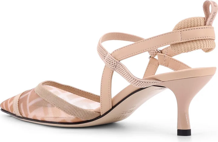 Colibrì Leather And Mesh Slingback With Ff Motif - Image 3