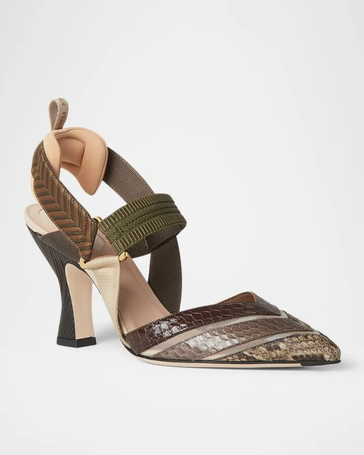 Colibri Mixed-Media Iconic Slingback Pumps - Image 4