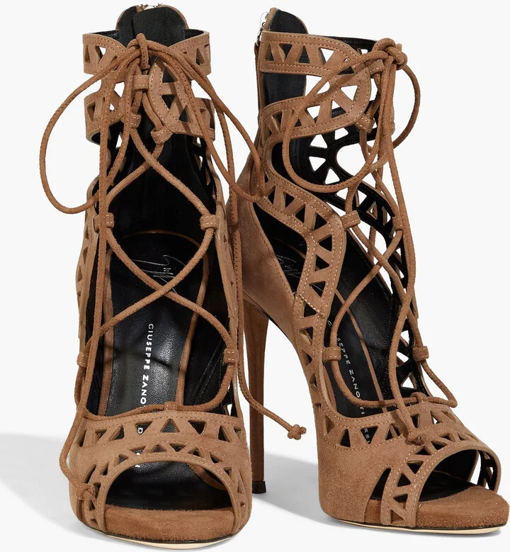 Coline 110 lace-up laser-cut suede sandals - Image 2