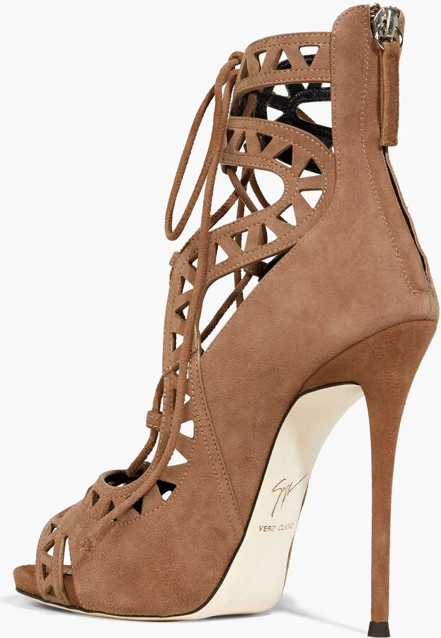 Coline 110 lace-up laser-cut suede sandals - Image 3
