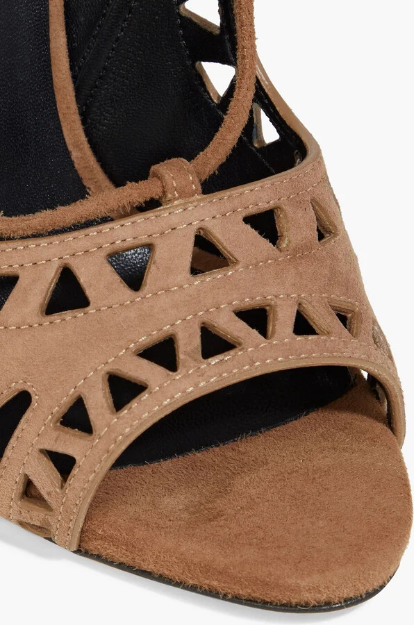 Coline 110 lace-up laser-cut suede sandals - Image 4
