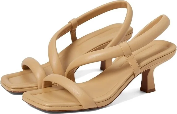 Coline Sandal Women's US 7 Beige Leather Square Toe Slingback KHD1165