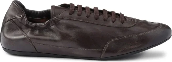 Collapse leather lace-up sneakers