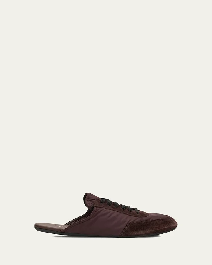 Collapse Nylon and Suede Open-Back Sneakers