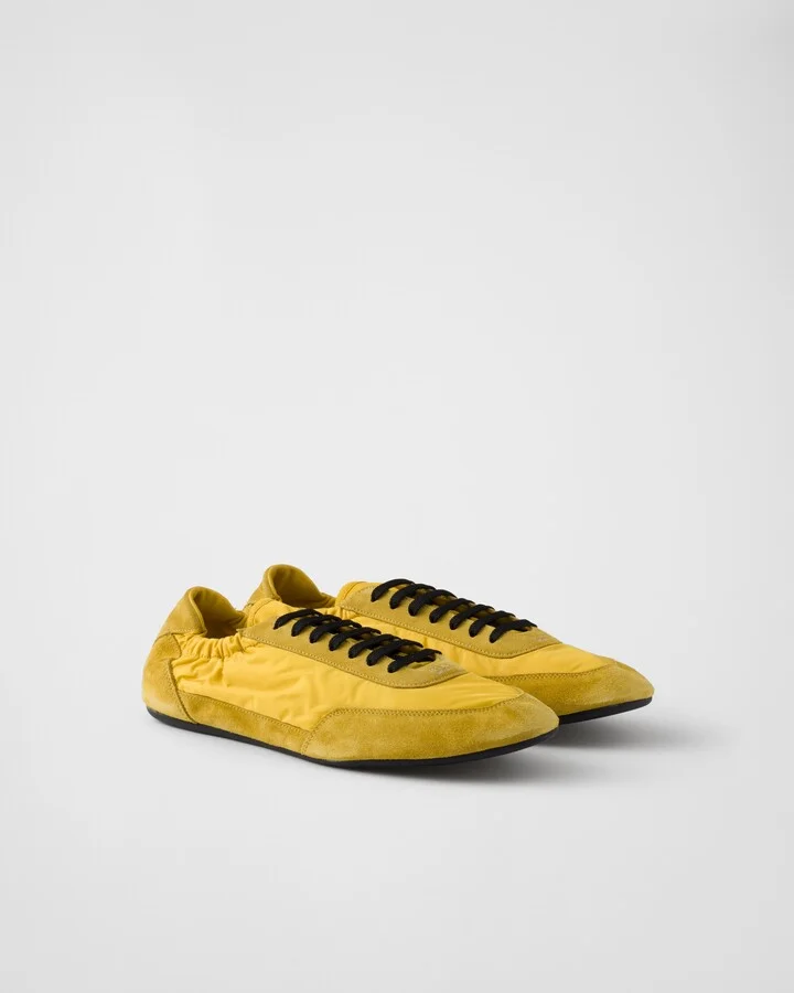Collapse Re-Nylon and suede elasticized sneakers