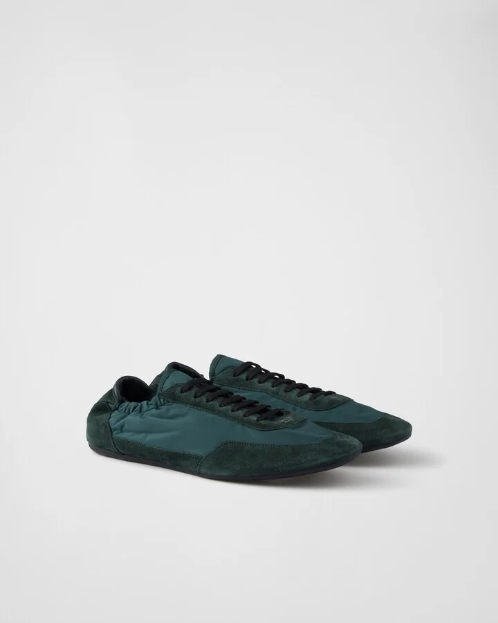 Collapse Re-Nylon and suede elasticized sneakers