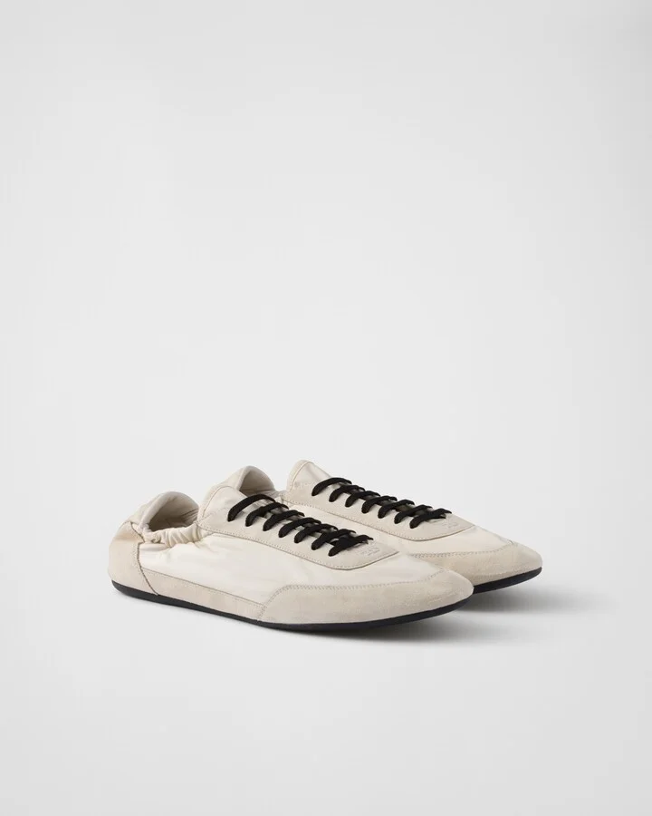 Collapse Re-Nylon and suede elasticized sneakers