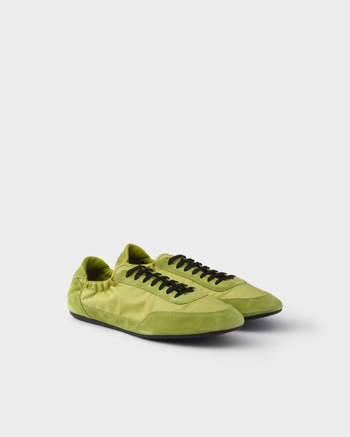 Collapse Re-Nylon and suede elasticized sneakers