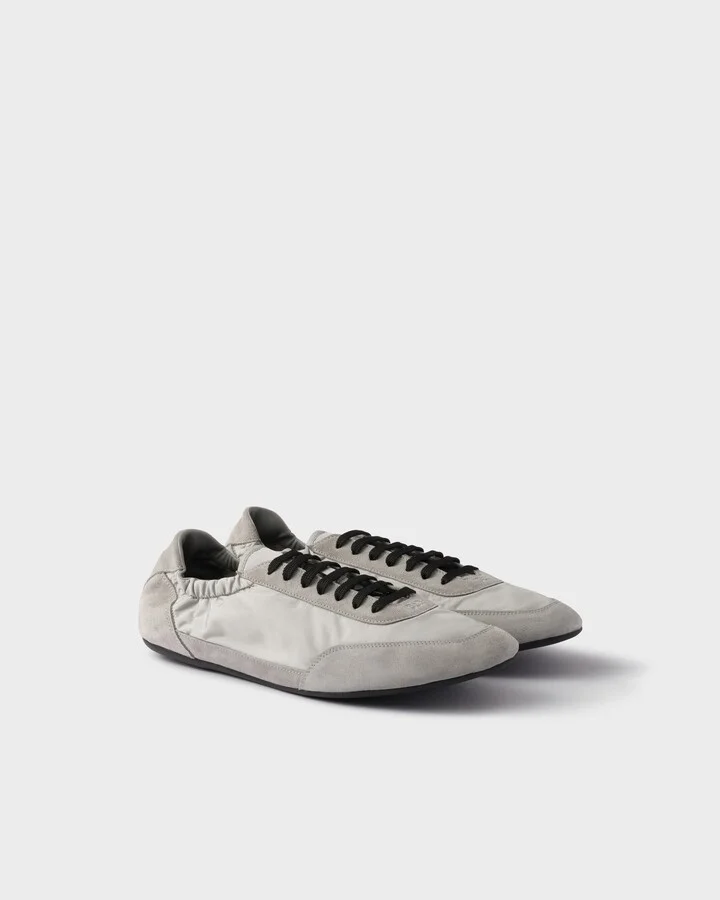 Collapse Re-Nylon and suede elasticized sneakers