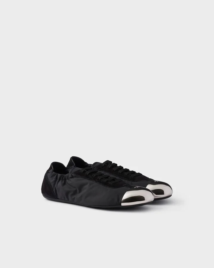 Collapse Re-Nylon and suede sneakers with metal toecap