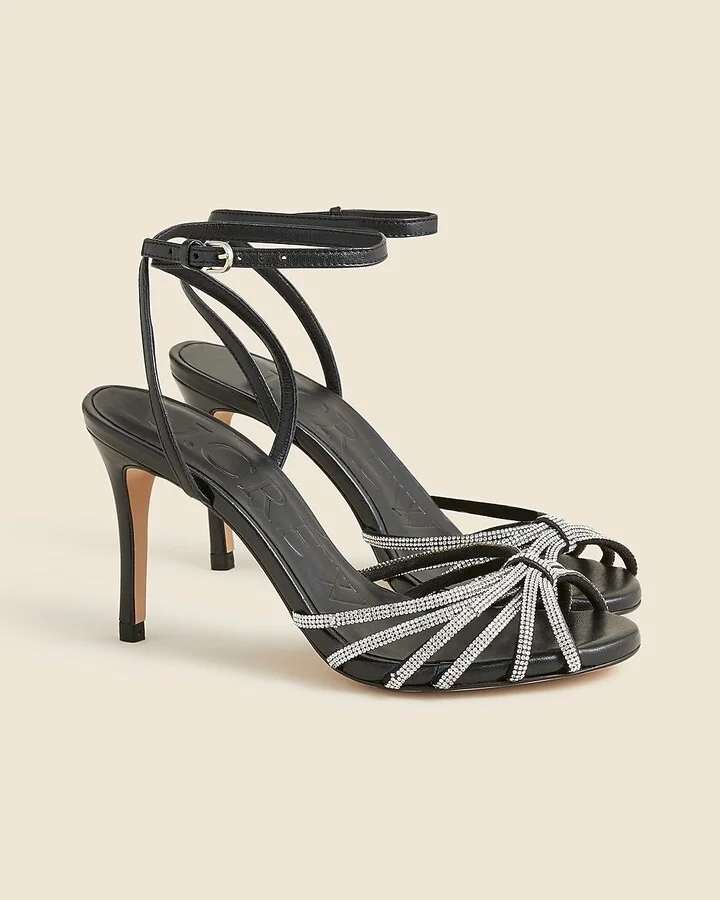 Collection Made-in-Spain Rylie cage-toe heels in crystal and leather - Image 2