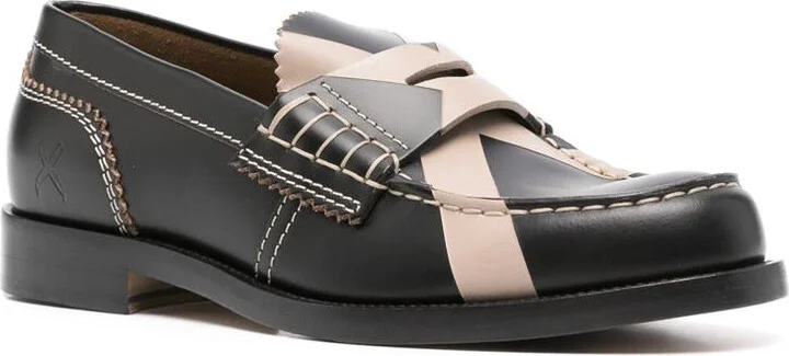 College Cross-Print Leather Loafers - Image 2