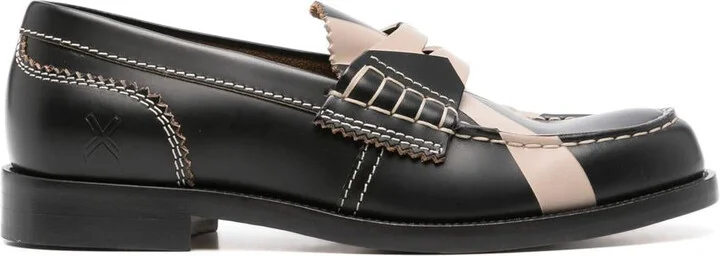 College Cross-Print Leather Loafers