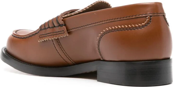 College Logo-Patch Leather Loafers - Image 3