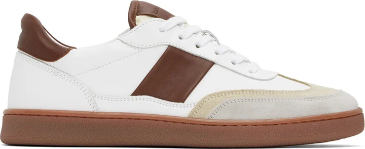 COLLEGIUM White & Brown Pillar Court II Sneakers
