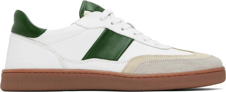 COLLEGIUM White & Green Pillar Court II Sneakers