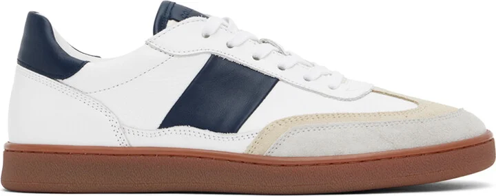 COLLEGIUM White & Navy Pillar Court II Sneakers