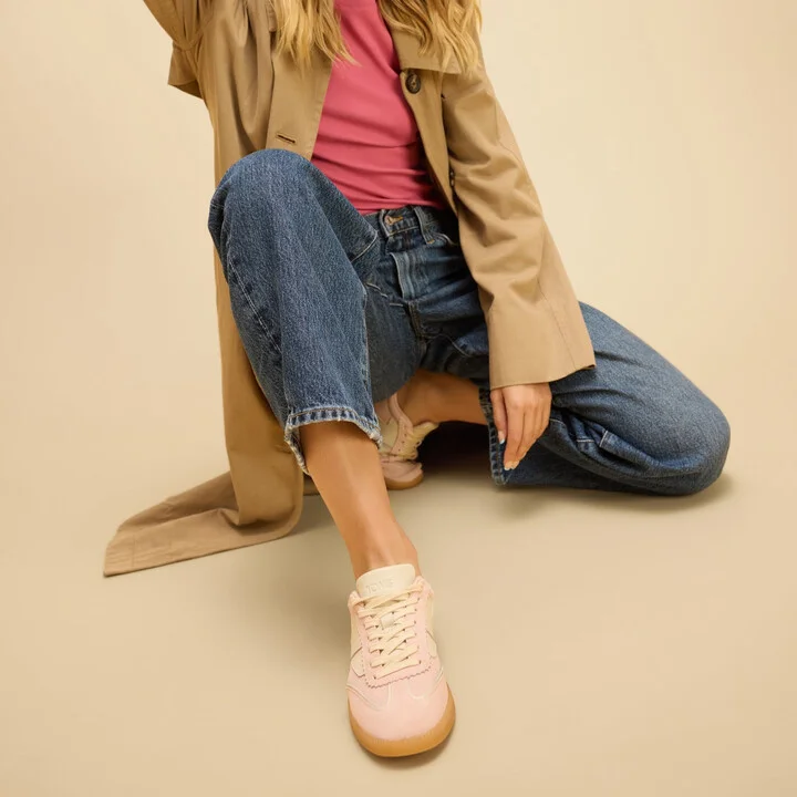 Collins Pale Rose Suede and Leather Lace Up Sneaker - Image 2
