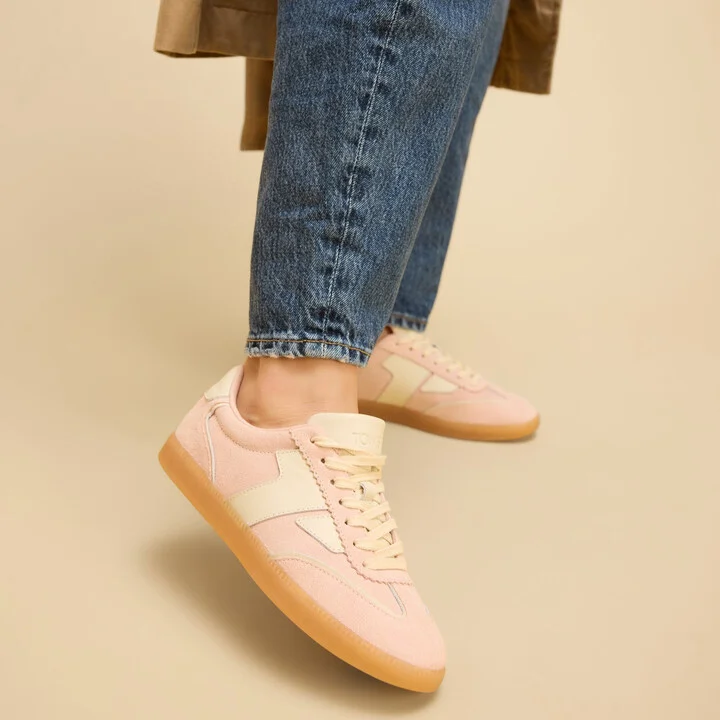 Collins Pale Rose Suede and Leather Lace Up Sneaker - Image 3