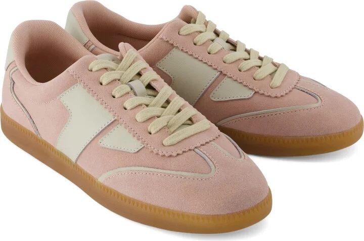 Collins Pale Rose Suede and Leather Lace Up Sneaker - Image 4