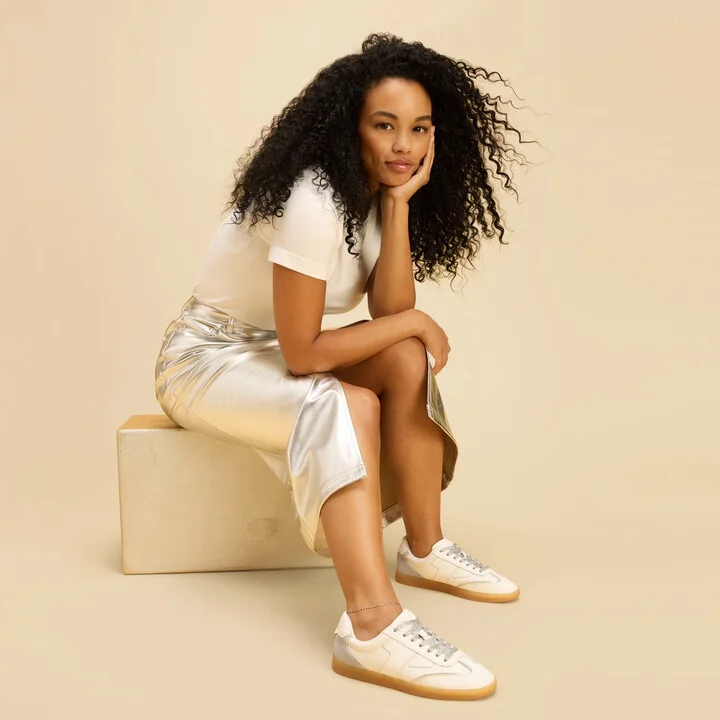 Collins Pastel Blue Multi Leather and Suede Lace Up Sneaker - Image 2