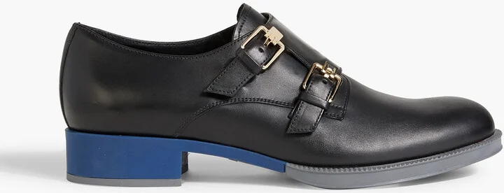 Color-block leather brogues