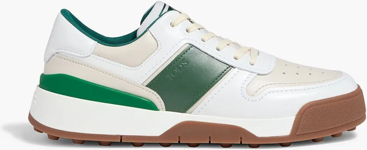 Color-block leather sneakers