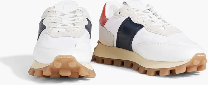 Color-block leather, suede and stretch-knit sneakers - Image 2