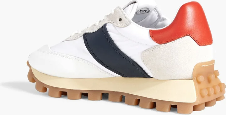 Color-block leather, suede and stretch-knit sneakers - Image 3