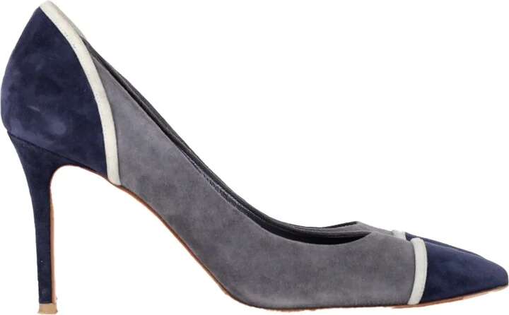 Color-Block Pumps in Grey and Blue Suede